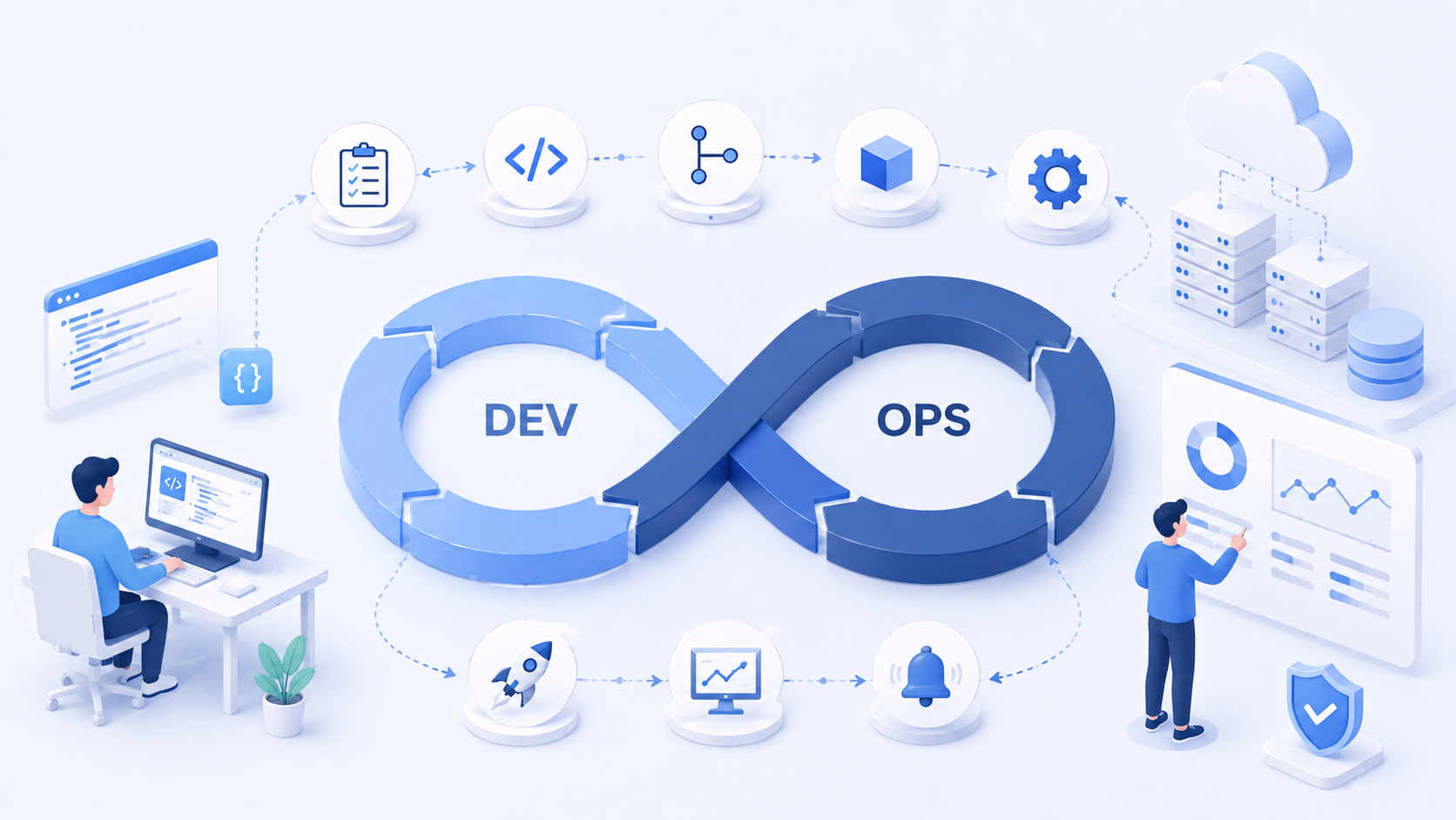 DevOps란 무엇인가 &mdash; 개발과 운영을 하나로 연결하는 방법론 개념 이미지