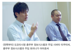 (왼쪽부터)도요타시청 총무부 정보시스템과 주임 시바타 타쿠미씨, 총무부 정보시스템과 주임 토미나가 아야호씨 (왼쪽부터)도요타시청 총무부 정보시스템과 주임 시바타 타쿠미씨, 총무부 정보시스템과 주임 토미나가 아야호씨